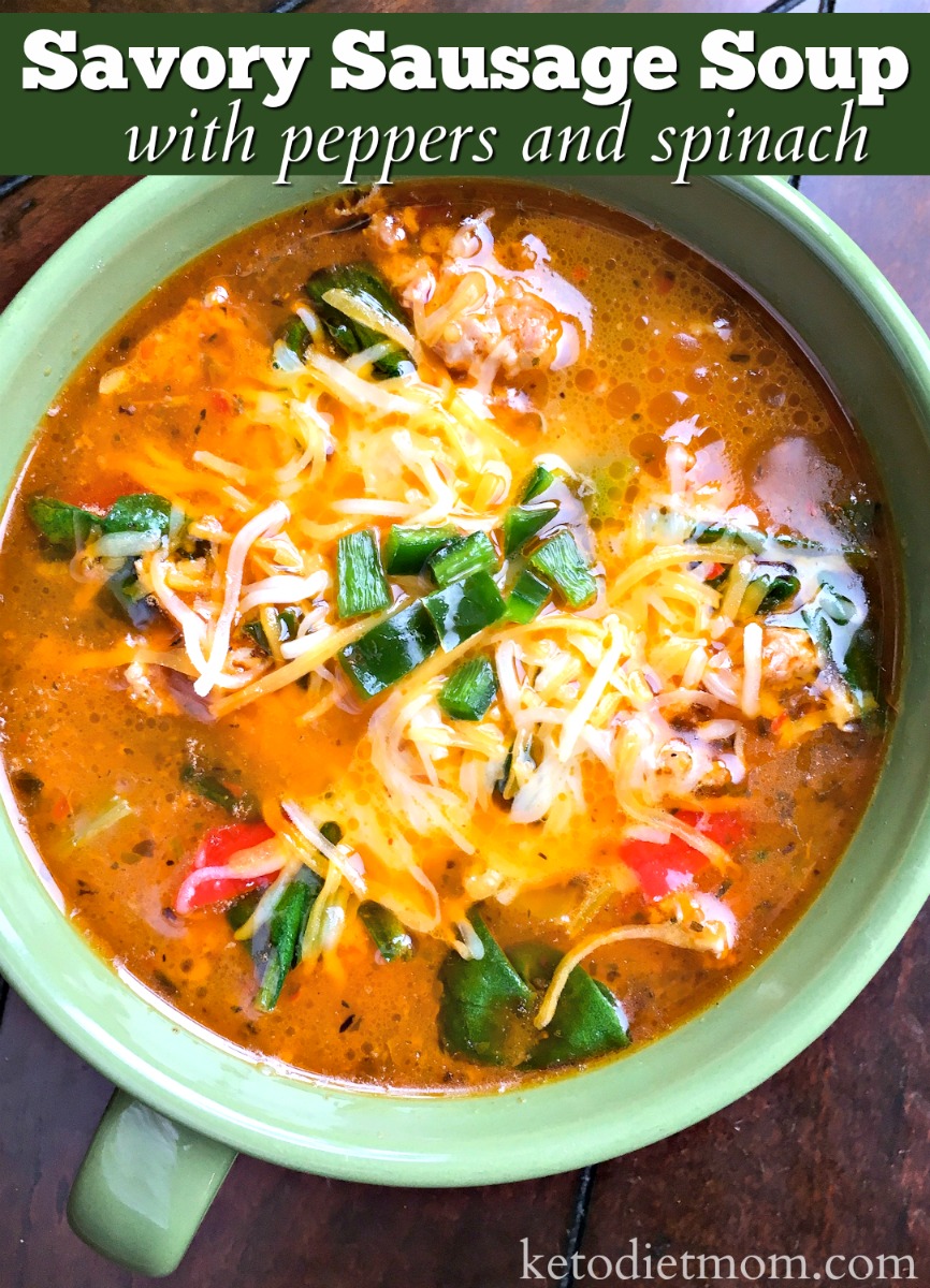 Looking for a nourishing soup that's keto diet plan approved? Try our Sausage Soup with Peppers and Spinach. It only has 3.9 carbs per serving!