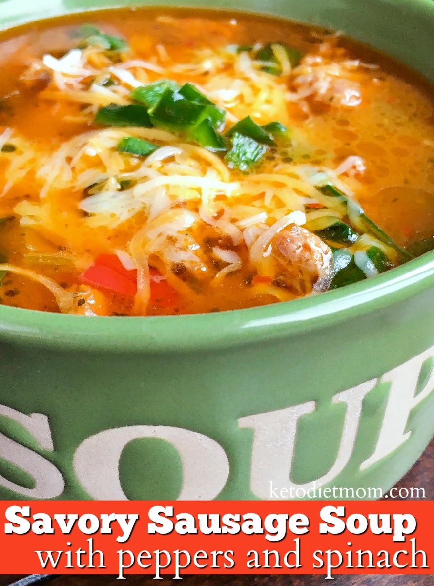 Looking for a nourishing soup that's keto diet plan approved? Try our Sausage Soup with Peppers and Spinach. It only has 3.9 carbs per serving!
