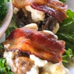 Keto sliders are an easy low carb meal that can be put together quickly. This gluten free keto slider recipe features grassfed beef, uncured back, blue cheese and mushrooms!
