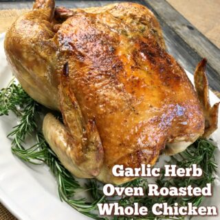 Wondering what to do with a whole chicken? This Garlic Herb Oven Roasted Whole Chicken will make your mouth water. It's one of my favorite recipes to make in the oven!