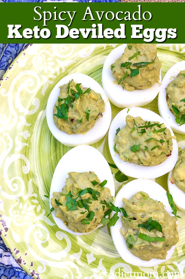 Our easy spicy avocado keto deviled eggs recipe is the best low carb appetizer if you're following the ketogenic diet.