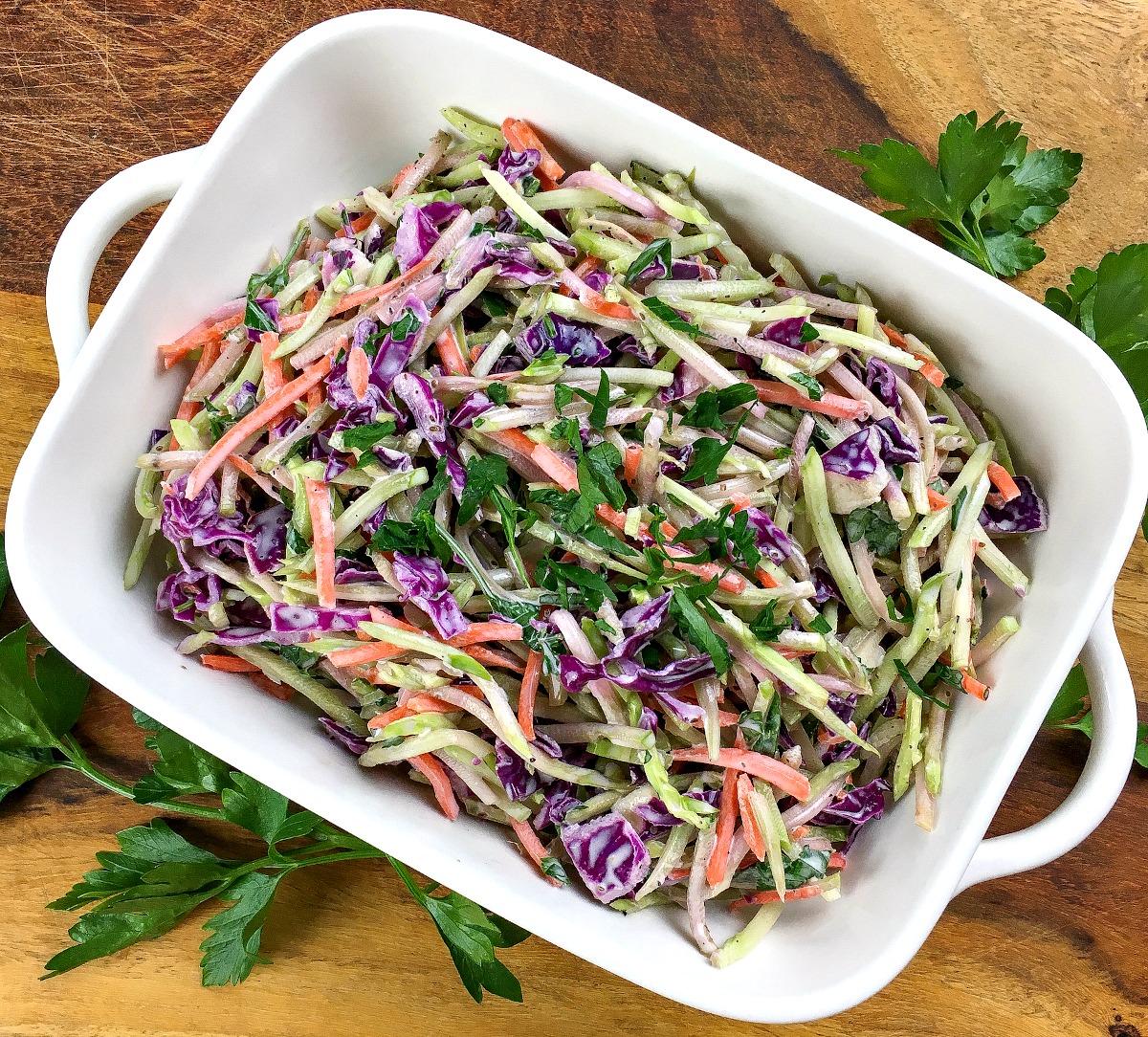 Do you want a quick low carb recipe that won't heat up your house? Our Crunchy Broccoli Slaw is super easy to make in about 5 minutes and is keto diet friendly.