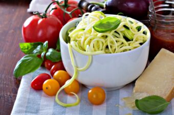 Do you miss pasta on the keto diet? Learn how to swap spiral cut vegetables for pasta. They're so versatile!